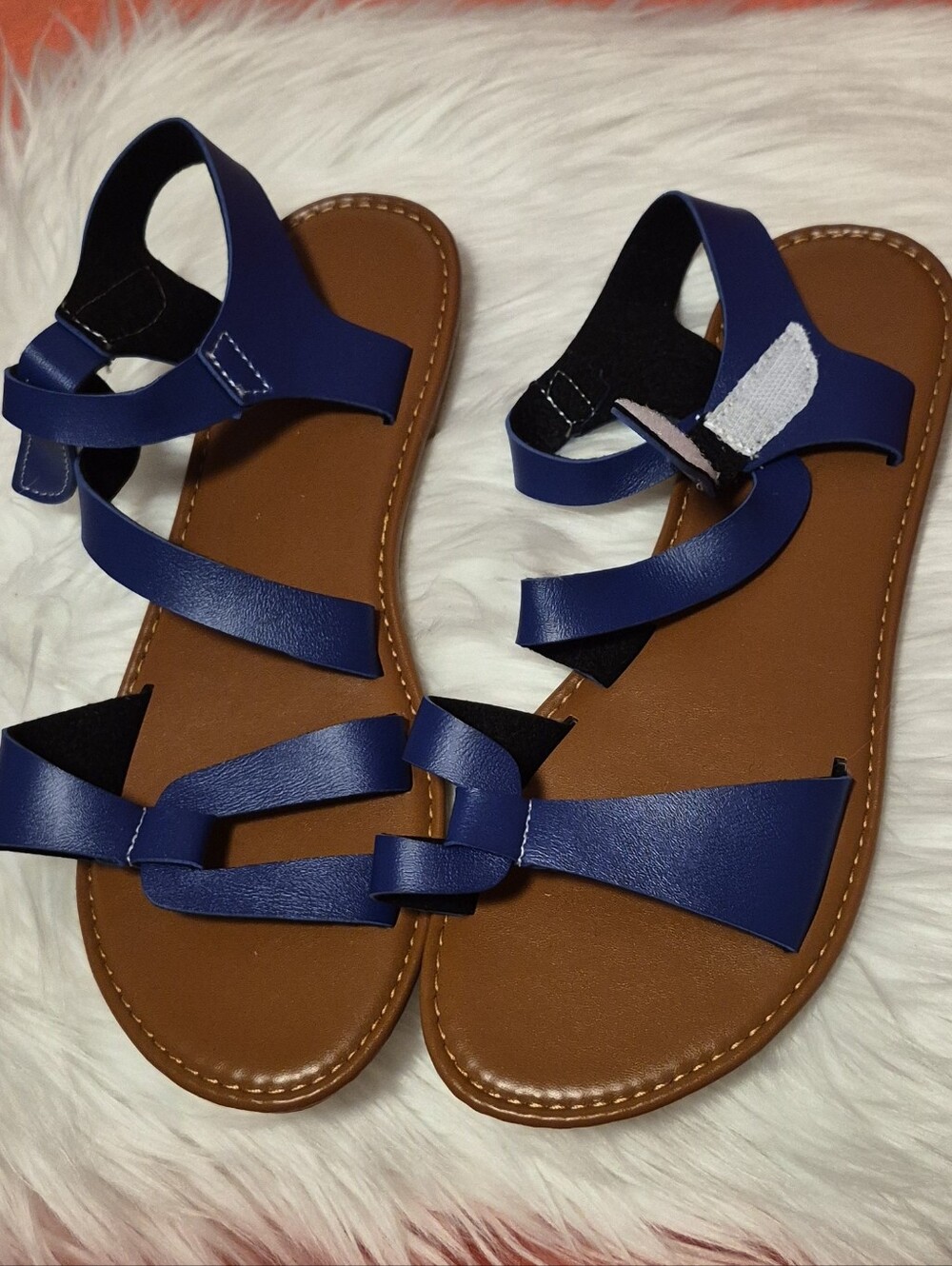 Womens  Blue Strappy Sandals